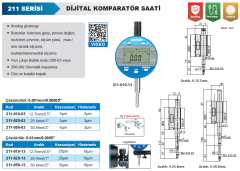 ACCUD Dijital Komparatör Saati 211 Serisi 0.001mm / 0.00005'' - 12.7mm / 0.5''