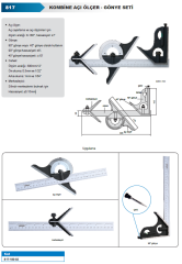 ACCUD Kombine Açı Ölçer-Gönye Seti