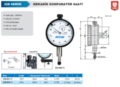 ACCUD Mekanik Komparatör Saati 228 Serisi 3mm