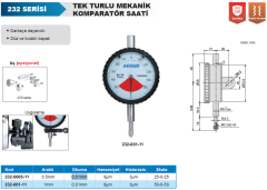 ACCUD Tek Tur Mekanik Komparatör Saati 232 Serisi 0.5mm
