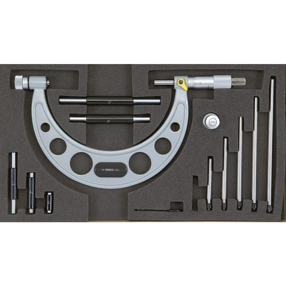 Asimeto Değiştirilebilir Çubuklu Mekanik Dış Çap Mikrometre 0-150mm