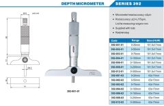 ACCUD Derinlik Mikrometresi 392 Serisi 0-300mm - 63x17mm