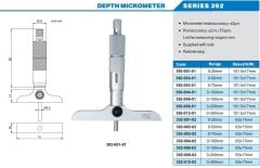 ACCUD Derinlik Mikrometresi 392 Serisi 0-25 mm - 63x17mm