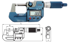 Dasqua 0-25mm Dijital Dış Çap Mikrometre IP65 Yağa, Suya Dirençli 4410-2105-A