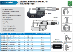 ACCUD Dijital Boru Et Kalınlığı Mikrometresi 331 Serisi Tip A 25-50 mm