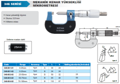 ACCUD Kenar Yüksekliği Mikrometresi 346 Serisi 75-100 mm