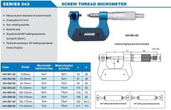 ACCUD Mekanik Bölüm Dairesi Mikrometresi 343 Serisi 100-125 mm