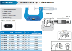 ACCUD Mekanik Disk Uçlu Mikrometre 342 Serisi 150-175 mm