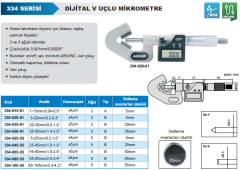 ACCUD Dijital V Yataklı Mikrometre 3 Ağızlı 334 Serisi 5-20mm