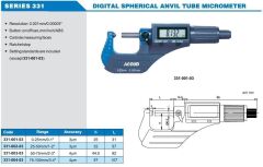ACCUD Dijital Boru Et Kalınlığı Mikrometresi 331 Serisi 50-75 mm