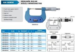 ACCUD Mekanik Bıçak Ağızlı Mikrometre 326 Serisi Tip  B 25-50 mm