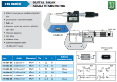 ACCUD Dijital Bıçak Ağızlı Mikrometre 316 Serisi Tip A 25-50 mm