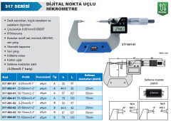 ACCUD Dijital Nokta Uçlu Mikrometre 317 Serisi Tip A 25-50 mm
