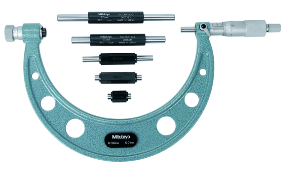 Mitutoyo 104-135A Değiştirilebilir Uçlu Mikrometre Seti 0-150mm