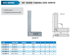 ACCUD 90° Geniş Tabanlı Düz Gönye 843 Serisi 100x70mm